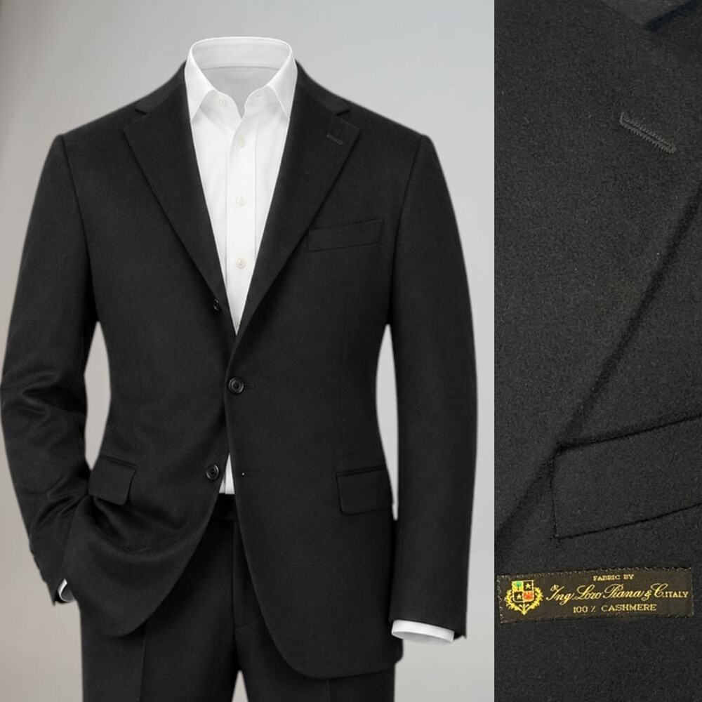 Loro Piana Brushed Cashmere x Barneys 44-46R Black Sport Coat Blazer 3/2 Roll